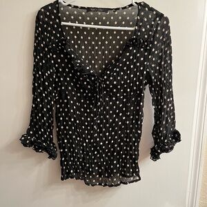 Black Sheer Polka Dot shirt/skirt
Small Side of shirt needs sewing..